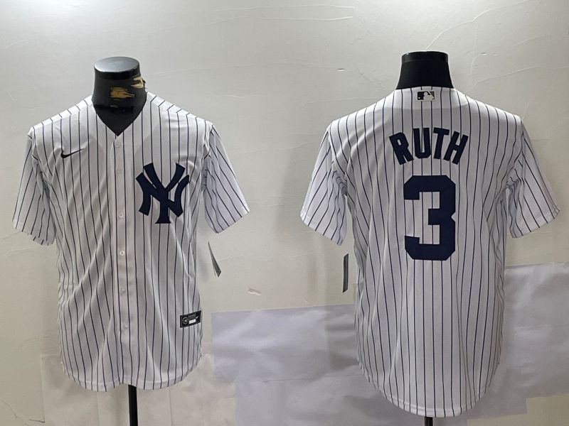 Men New York Yankees #3 Ruth White stripe Game 2024 Nike MLB Jersey style 10082->indianapolis colts->NFL Jersey